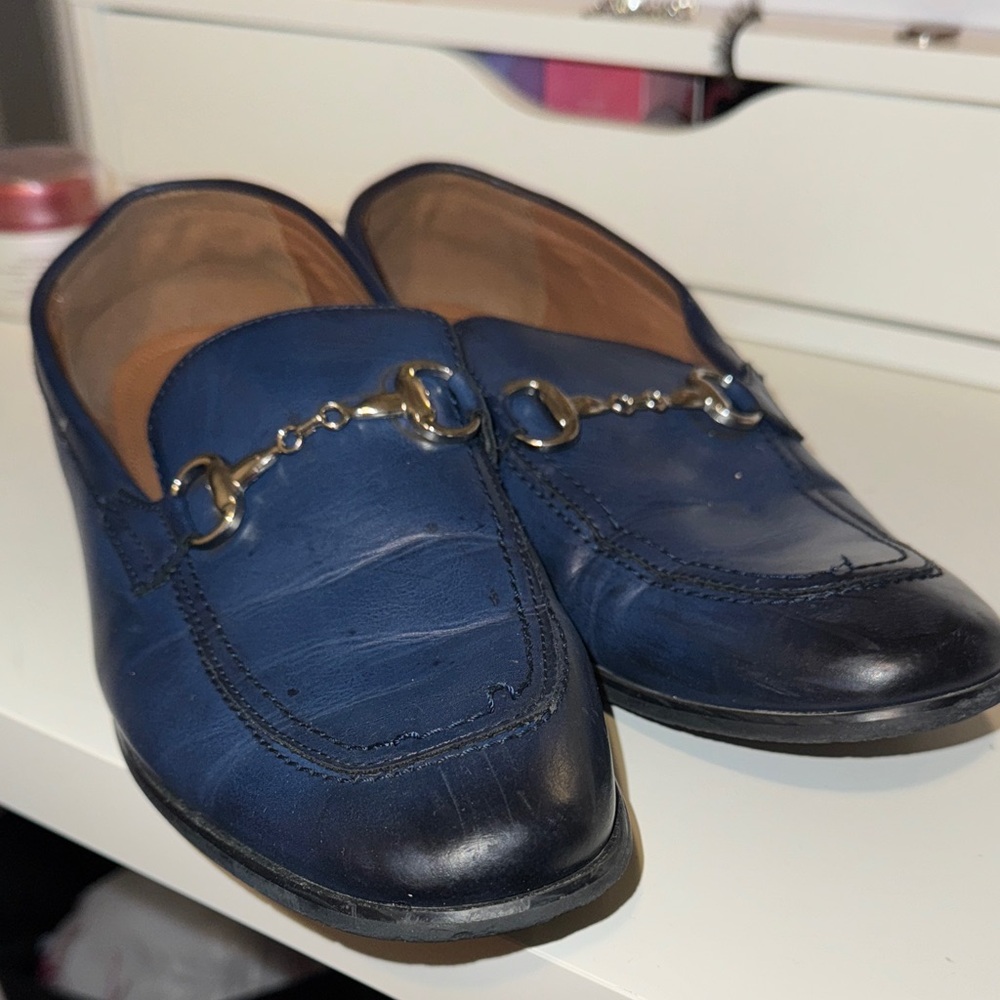 Men's Blue Leather Loafers